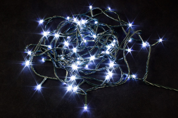 Светодиодная нить 6 м., 220V, 60 холодных белых LED ламп, контроллер, черный провод, Winner Light (w.01.5B.60-) 