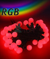 Светодиодная гирлянда шарики Fiesta с контроллером, 10 м., 75 RGB LED ламп 23 мм , черный ПВХ, Beauty Led (RGB BB75C-1-1RGB)
