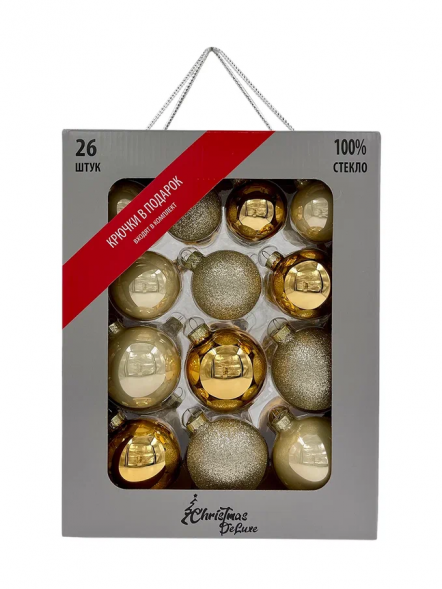 Набор стеклянных шаров Брызги шампанского 26 шт., Christmas DeLuxe (86460) 
