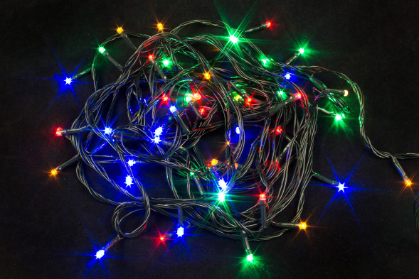 Светодиодная нить 6 м., 220V, 60 разноцветных LED ламп, контроллер, черный провод, Winner Light (m.01.5B.60-) 
