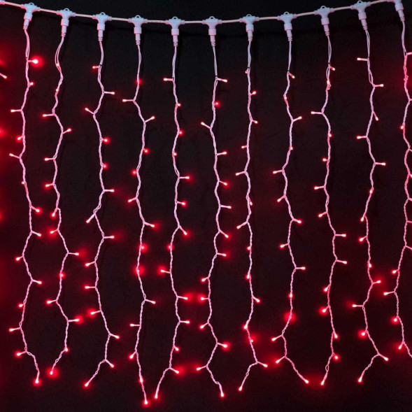 Светодиодный занавес  1*3 м., 420 разноцветных LED ламп, 24В., каучуковый белый провод, IP65, AUG420-8-1EPRGB 