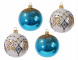 С1790/2 Набор стеклянных шаров Тайна 4 шт., 75 мм., голубой,  Ёлочка оптом
