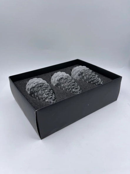 Набор елочных шишек Лесная прохлада 14х6 см., черный, стекло, 3 шт., Christmas DeLuxe (13120-1) 