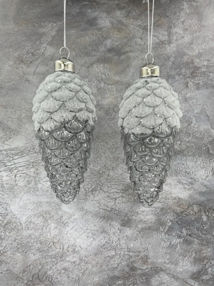 Набор елочных шишек Лесная прохлада 14х6 см., черный, стекло, 3 шт., Christmas DeLuxe (13120-1) 