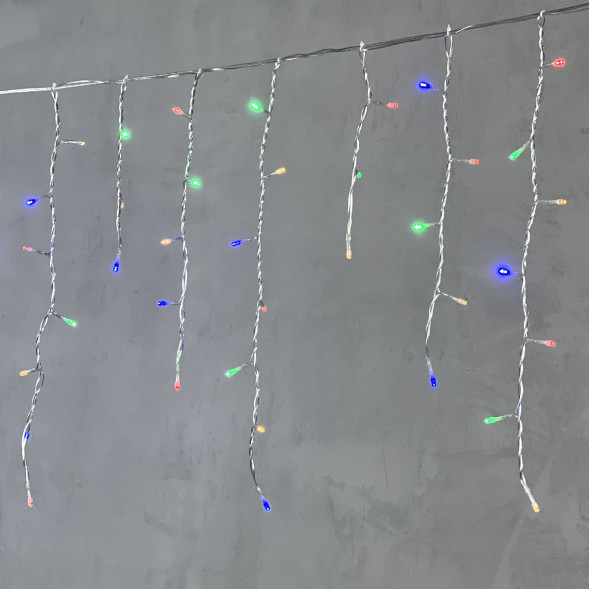 Светодиодная бахрома 3,1*0,5 м., 150 разноцветных LED ламп, прозрачный провод ПВХ, LTC (PIL150-10-2M) 