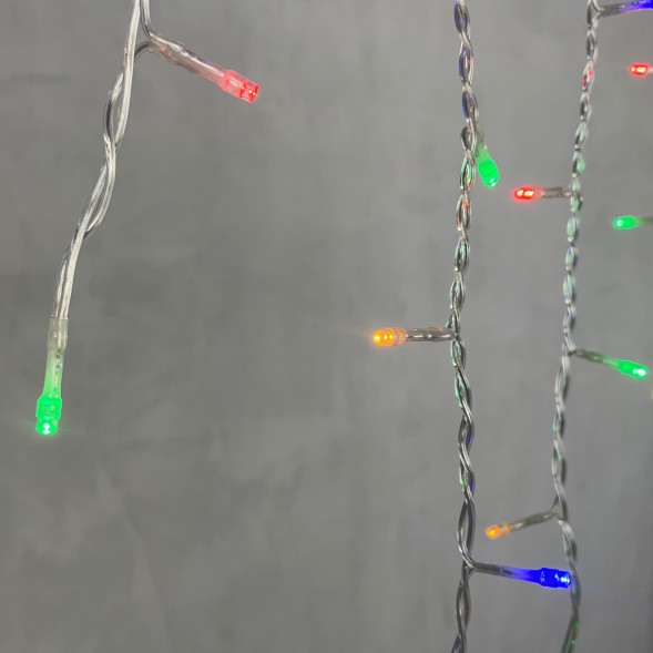 Светодиодная бахрома 3,1*0,5 м., 150 разноцветных LED ламп, прозрачный провод ПВХ, LTC (PIL150-10-2M) 