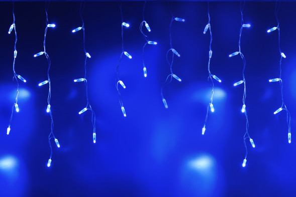 Светодиодная бахрома 108 синих LED ламп, 3*0.6 м., 220В, статика, прозрачный провод ПВХ, Teamprof (TPF-i3*0.6-CT/B) 