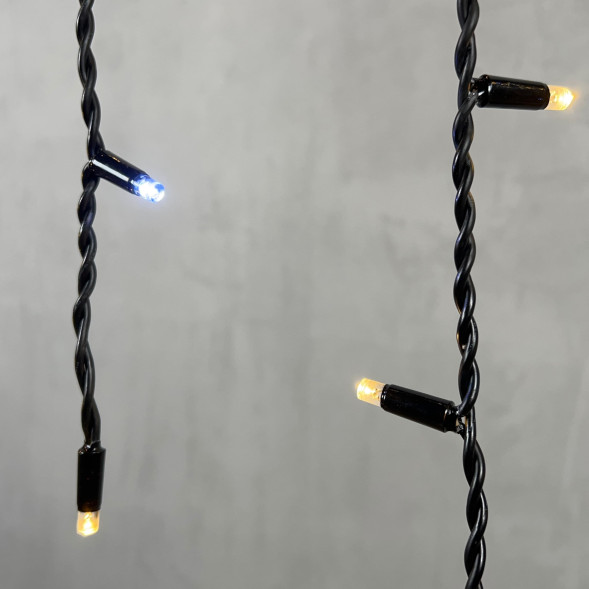 Светодиодная бахрома с колпачком 3,2*0,9 м., 168 теплых белых LED ламп, мерцание, каучуковый черный провод, LTC (LL168BLW-1-2WW) 