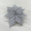 Декоративный цветок Пуансеттия 30 см., серебро с блестками, на клипсе, Christmas DeLuxe (87135)