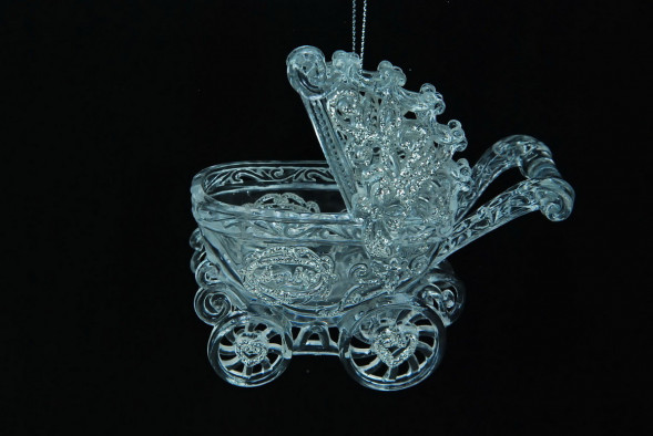 Украшение&quot;Коляска&quot; цвет серебро ,10 см, (150026) 
