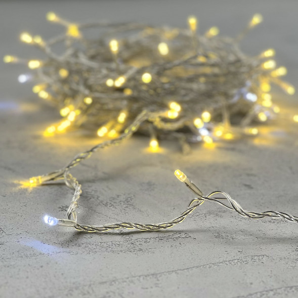 Светодиодная нить 100 шампань LED ламп с мерцанием, 10 м., 24В., прозрачный провод ПВХ, Beauty Led (PST100BLW-10-1CH) 