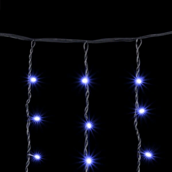 Светодиодная бахрома с колпачком 3,2*0,9 м., 168 синих LED ламп, мерцание, каучуковый черный провод, LTC (LL168BLW-1-2B) 