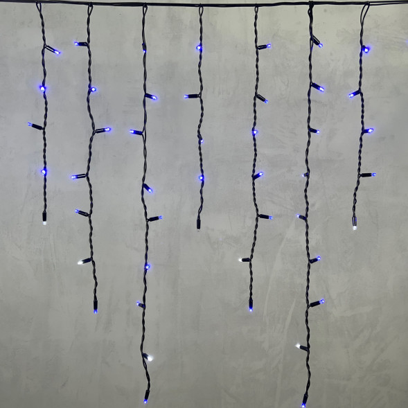 Светодиодная бахрома с колпачком 3,2*0,9 м., 168 синих LED ламп, мерцание, каучуковый черный провод, LTC (LL168BLW-1-2B) 