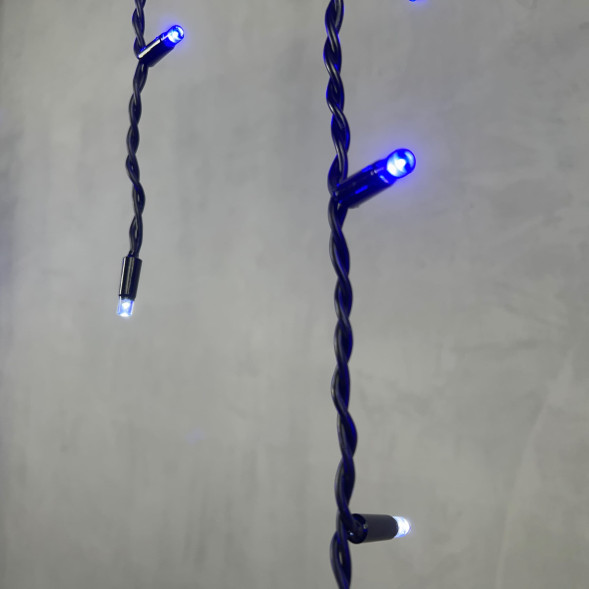 Светодиодная бахрома с колпачком 3,2*0,9 м., 168 синих LED ламп, мерцание, каучуковый черный провод, LTC (LL168BLW-1-2B) 