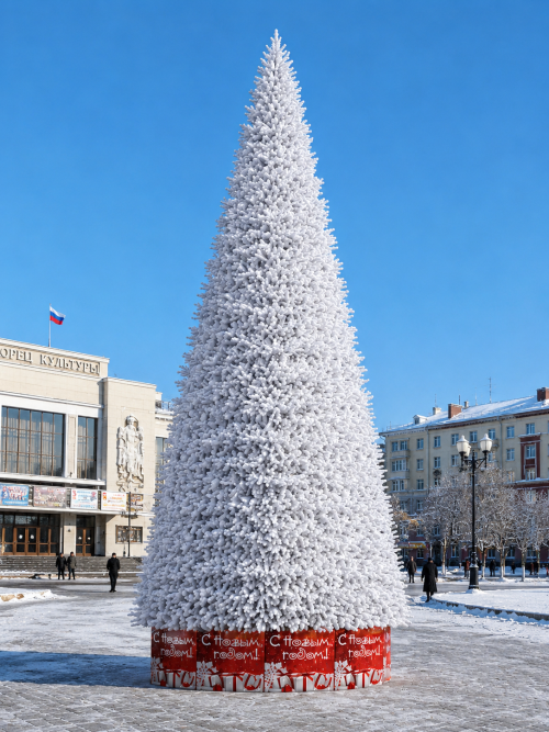 Уличная каркасная елка Уральская Люкс 10 м., ПВХ, белая, ЕлкиТорг (3001000)