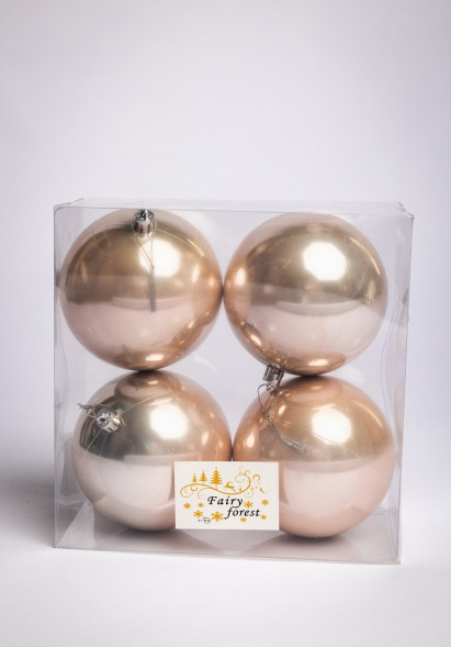 Набор пластиковых шаров Глория 100 мм., жемчужный глянцевый, 4 шт., ЕлкиТорг (150430) оптом