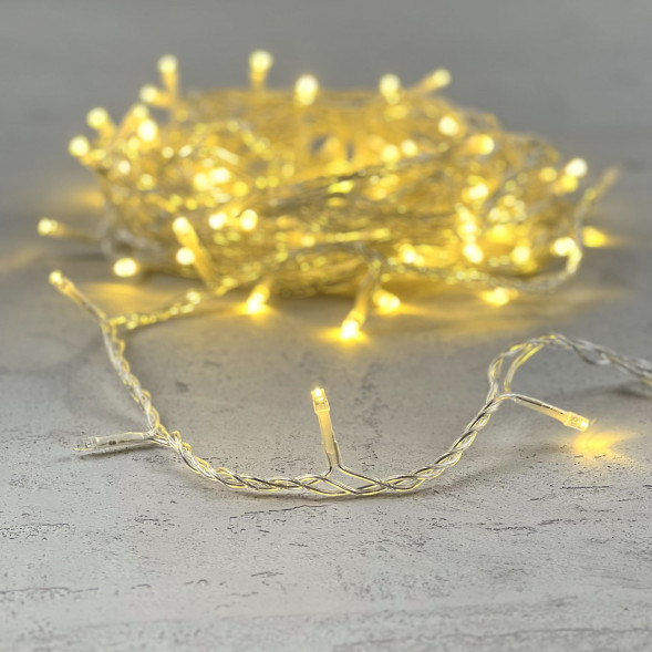 Светодиодная нить 100 шампань LED ламп с мерцанием, 10 м., 24В., прозрачный провод ПВХ, Beauty Led (PST100BL-10-1CH) 