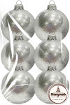 Набор пластиковых шаров Искристый, 85 мм., 6шт., cеребро, ПромЕлка (НШИПЛ-85Silver)