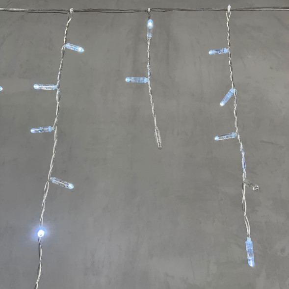 Светодиодная бахрома с колпачком 3,2*0,9 м., 180 холодных белых LED ламп, мерцание, прозрачный провод ПВХ, IP65, LTC (PIL180BLWCAP-10-2W) 