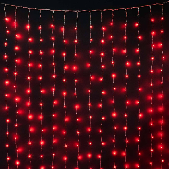 Светодиодный занавес Роса 1.6*1.6 м., 256 красных LED ламп, прозрачный провод, Beauty Led (Curtain 256-10-R) 