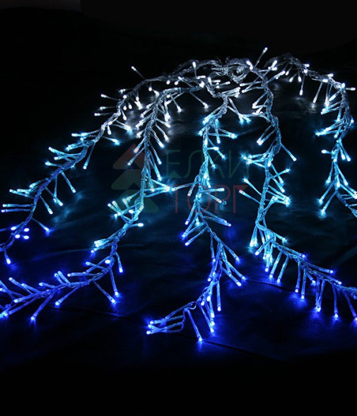 Светодиодная бахрома с эффектом бегущий огонь 2*1м., 24V, 320 LED ламп бело - синего цвета, прозрачный провод, Beauty Led (ESI320-SH10-1WB) 