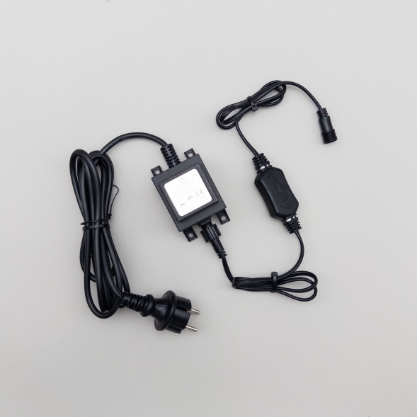  Трансформатор 30W с выпрямителем 24В., до 600 LED, провод черный Каучук, IP65, LTC (PTR30-3A)  