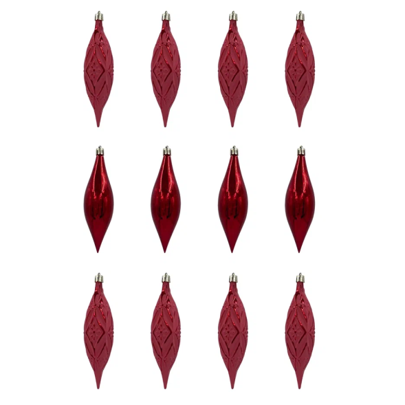 Набор винтажных сосулек  Саламандра 15 см., красный,  пластик, 12 шт., Christmas DeLuxe (89290) 