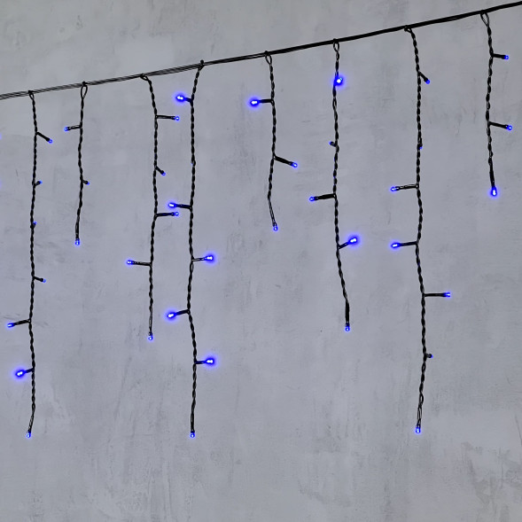 Светодиодная гирлянда бахрома 3,1*0,5 м., 150 синих LED ламп, черный провод ПВХ, LTC (PIL150-11-2B) 