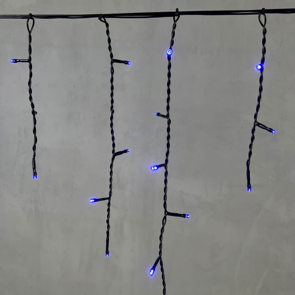 Светодиодная гирлянда бахрома 3,1*0,5 м., 150 синих LED ламп, черный провод ПВХ, LTC (PIL150-11-2B) 