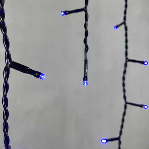 Светодиодная гирлянда бахрома 3,1*0,5 м., 150 синих LED ламп, черный провод ПВХ, LTC (PIL150-11-2B) 
