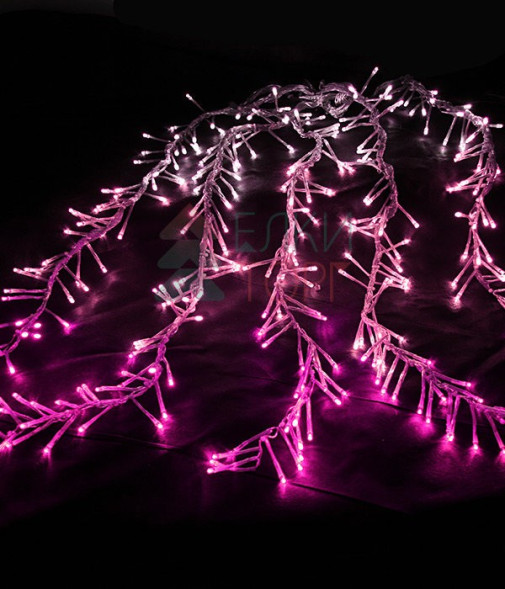 Светодиодная бахрома с эффектом бегущий огонь 2*1м., 24V, 320 LED ламп бело - розового цвета, прозрачный провод, Beauty Led (ESI320-SH10-1WP) 