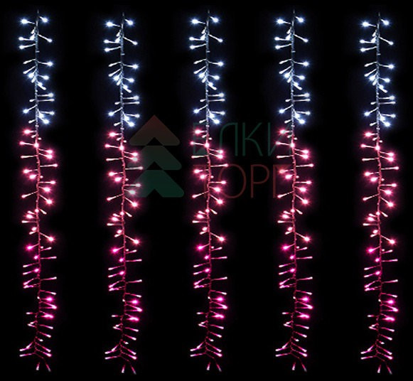 Светодиодная бахрома с эффектом бегущий огонь 2*1м., 24V, 320 LED ламп бело - розового цвета, прозрачный провод, Beauty Led (ESI320-SH10-1WP) 