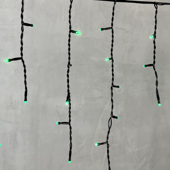 Светодиодная бахрома 3,1*0,5 м., 150 зеленых LED ламп, черный провод ПВХ, LTC (PIL150-11-2G) 