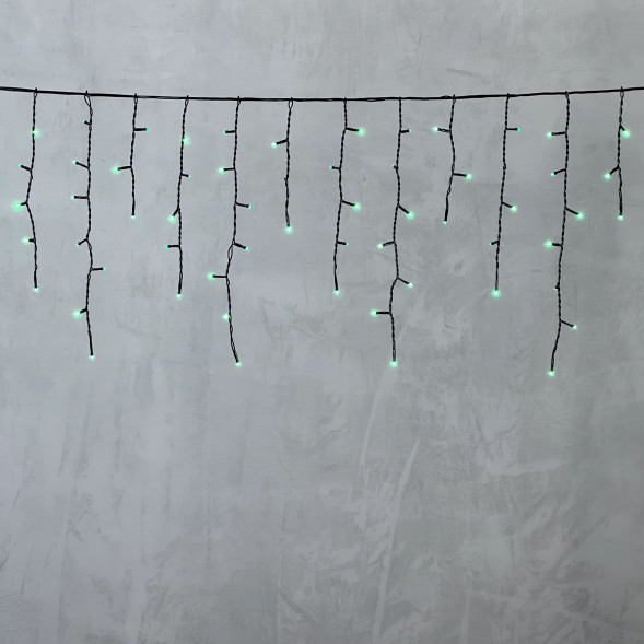 Светодиодная бахрома 3,1*0,5 м., 150 зеленых LED ламп, черный провод ПВХ, LTC (PIL150-11-2G) 
