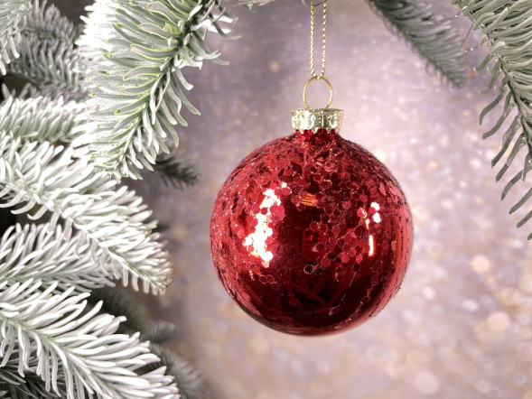 Набор стеклянных шаров Грааль 70 мм., 18 шт., красный, Christmas DeLuxe (14751) 