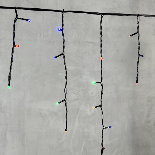 Светодиодная бахрома 3,1*0,5 м., 150 разноцветных LED ламп, 220В., черный провод ПВХ, LTC (PIL150-11-2M) 
