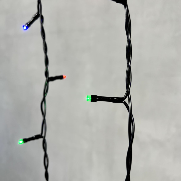 Светодиодная бахрома 3,1*0,5 м., 150 разноцветных LED ламп, 220В., черный провод ПВХ, LTC (PIL150-11-2M) 