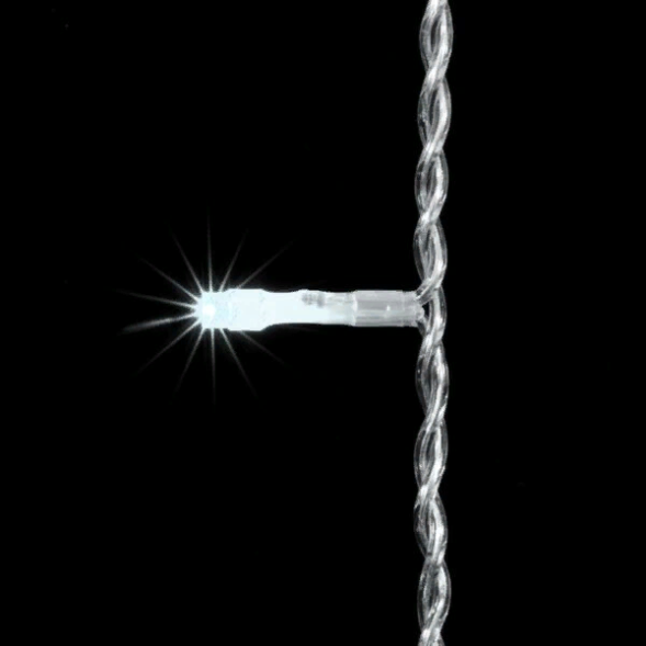 Светодиодная нить 100 холодных белых LED ламп, 10 м., 24В., прозрачный провод ПВХ, LTC (PST100-10-1W) 