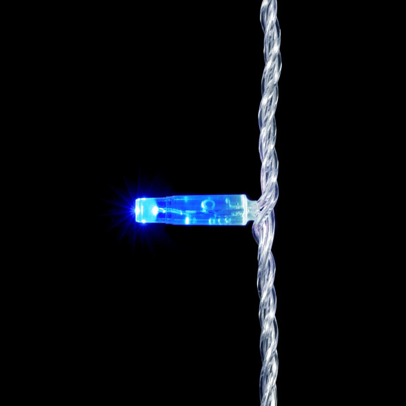 Светодиодная гирлянда с колпачком 100 разноцветных LED ламп 10 м., мерцание, 24В., прозрачный провод ПВХ, IP65, LTC (PST100BLWCAP-10-1M) 