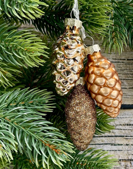 Набор стеклянных украшений Гроздь Шишек, 3 шт., 6 см., бронза, Christmas DeLuxe (89881) 