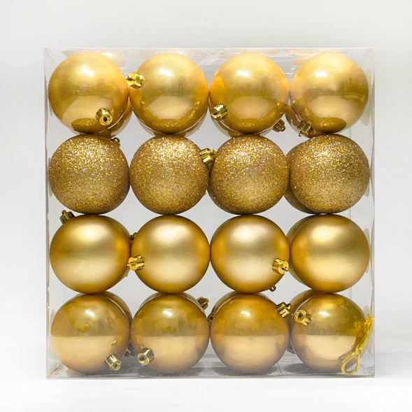 Набор пластиковых шаров  Онтарио 80 мм., золото, 32 шт., Christmas DeLuxe (89588) 