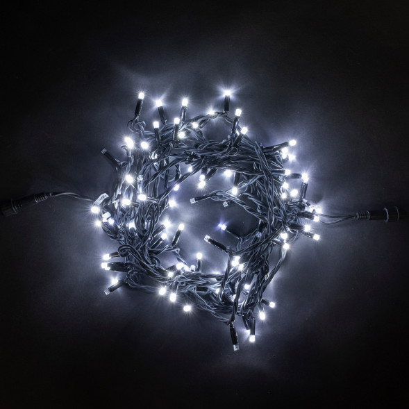 Светодиодная гирлянда Sealed с супер-мерцанием 10 м., 220V ., 75 холодных белых LED ламп, черный каучук, LTC (LL75ABL-1-2W) 