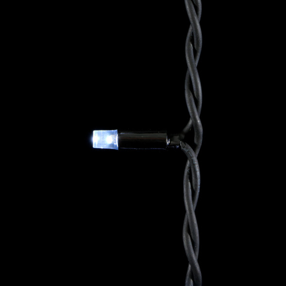 Светодиодная гирлянда Sealed с супер-мерцанием 10 м., 220V ., 75 холодных белых LED ламп, черный каучук, LTC (LL75ABL-1-2W) 