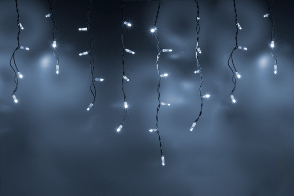 Светодиодная бахрома 108 холодных белых LED ламп, 3*0.6 м., 220В, мерцание, белый резиновый провод, Teamprof (TPF-i3*0.6F-RW/W) 