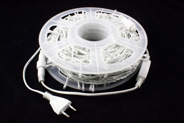 Светодиодная нить с мерцающим диодом 40 м., 220V, 400 розовых LED ламп, белый провод ПВХ, соединяемая, Winner Light (P.01.6w.400+) 