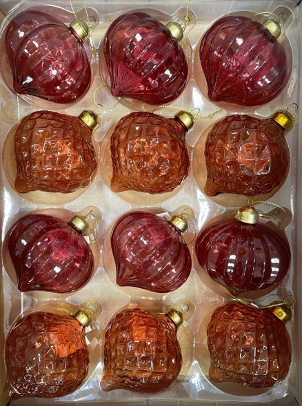 Набор стеклянных шаров Шоколадный леденец 80 мм., 12 шт., Christmas DeLuxe (86296) 