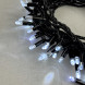  Светодиодная гирлянда с колпачком 100 холодных белых LED ламп 10 м., мерцание, 24В., черный провод ПВХ, IP65, LTC (PST100BLWCAP-11-1W)  