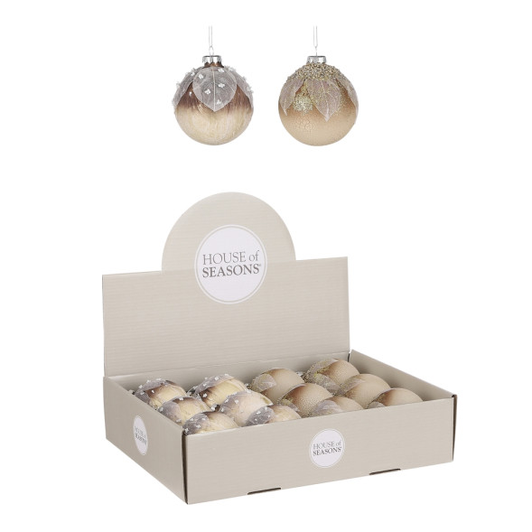 Набор стеклянных шаров Райский сад 80 мм., 12 шт., песочный, Christmas DeLuxe (86802)  