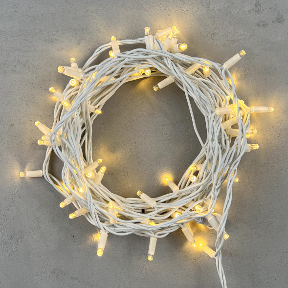 Светодиодная гирлянда с колпачком 75 теплых белых LED ламп 10 м., 24В., белый каучуковый провод, IP65, LTC (LL75-8-1WW) 