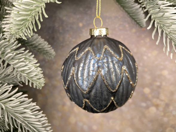 Набор стеклянных шаров Фригат 80 мм., 12 шт., синий, Christmas DeLuxe (85685-87189) 